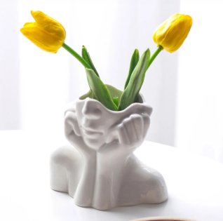 Female Face Ceramic Planter