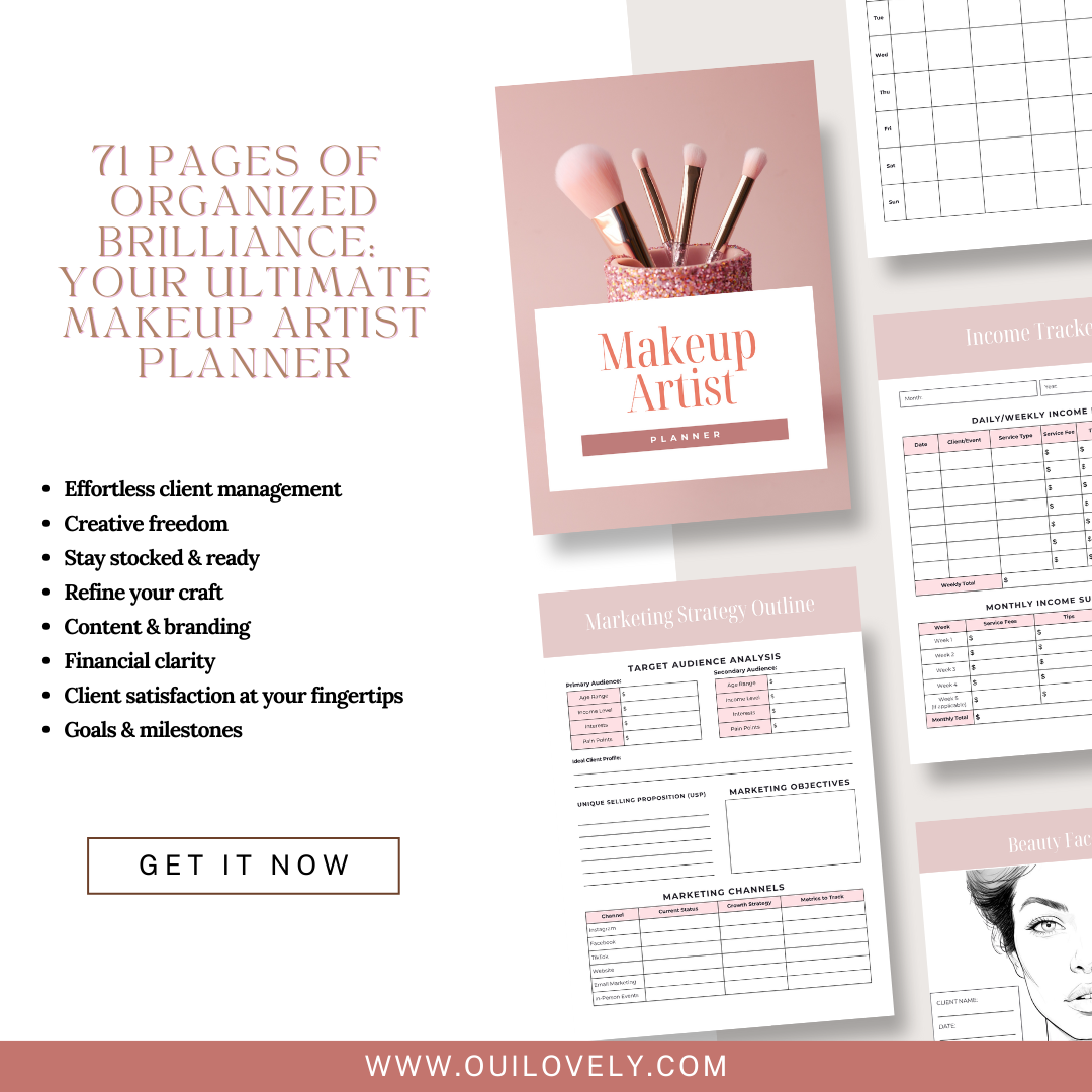 Makeup artist planner pink and rosegold