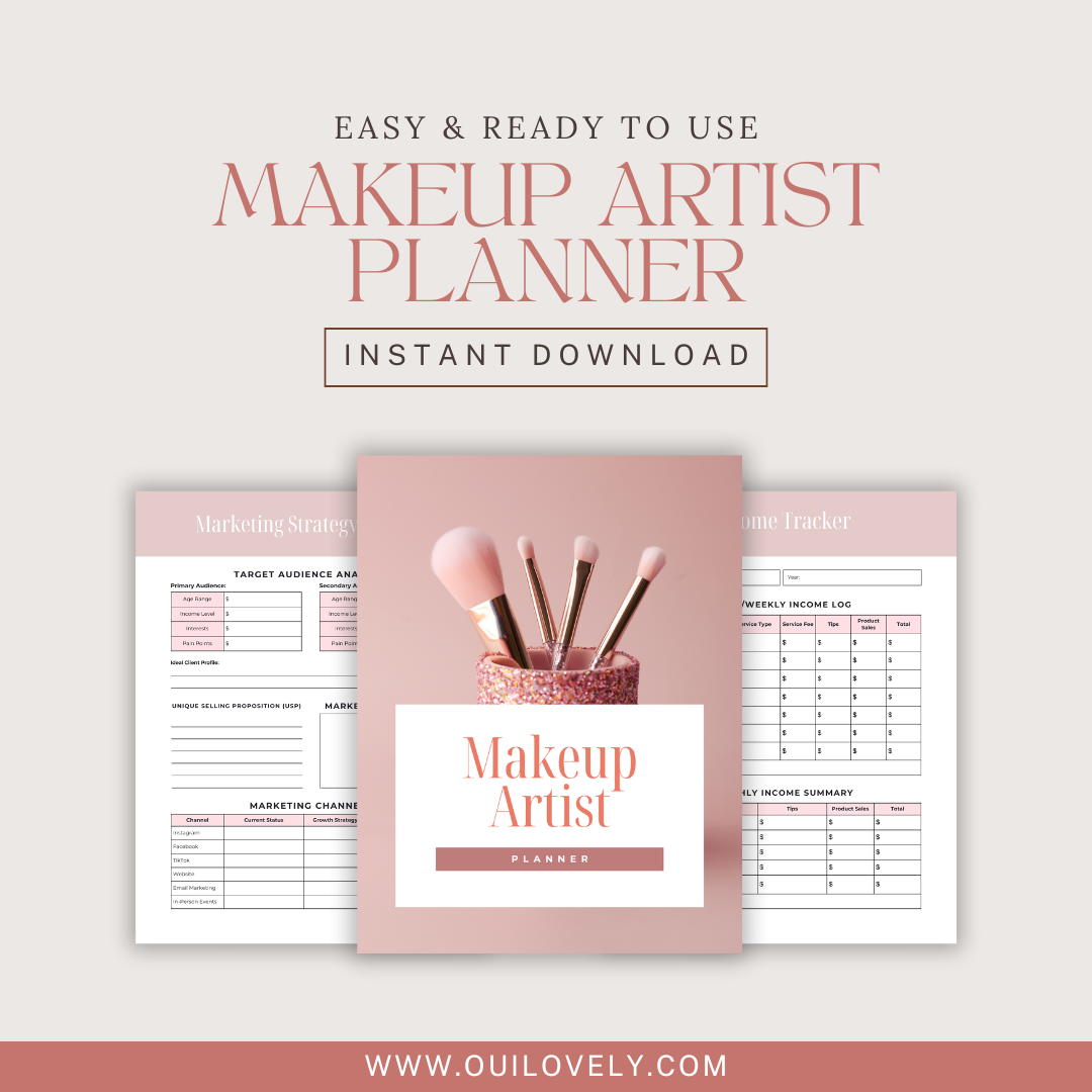 Makeup artist planner rosegold and pink